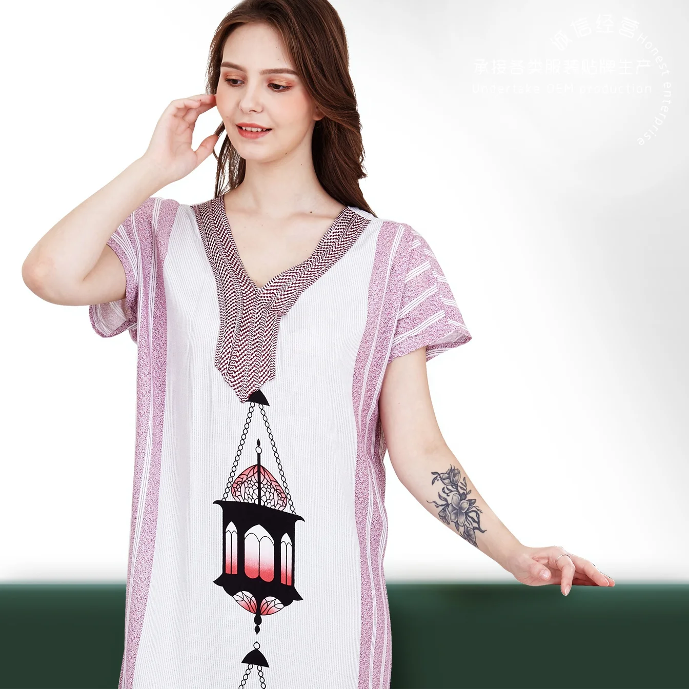 

2020 Islamic Clothing elegant casual Muslim abaya printing fashion increase African pajamas soft and comfortable robes