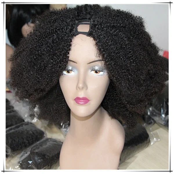 

Hot selling beautiful 100% virgin mongolian afro kinky curly u part wig