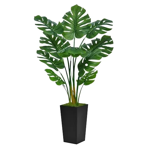 Factory Direct 140cm Large Artificial Green Gel Texture Tortoise Leaf Herb Potted Tree Type Decoration PE Material Plastic Pots