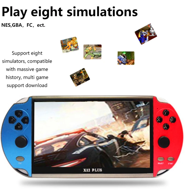 

X12 5.1inch Handheld Retro Game Video Player Game Consoles with Double Rocker 2000 Games, Red