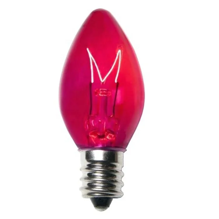 TraditionalTransparent Pink C7 Incandescent Christmas Light Bulb 5 Watts 130V 60HZ