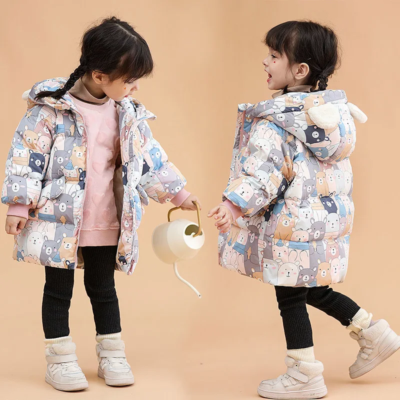 

2021 Winter New Children Clothing Long Parka Baby Girl Coat Snowsuit Outerwear boys Hooded Overcoat Jackets For Kids