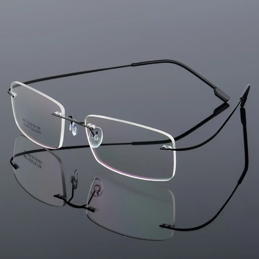 

2022 rimless executive optical glasses beta titanium frame titan metal eyeglasses eye glasses frames for men, Purple, black, red, gold, gunmetal