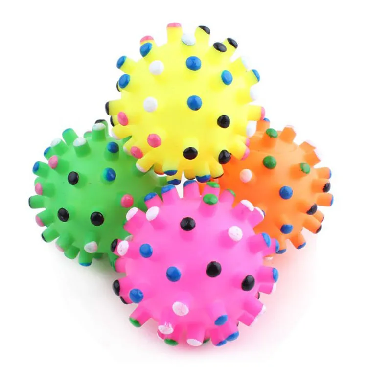 

Hot Sale Funny Pet Toy in Toys Colorful Ball Bite Teeth Pet Chewing Ball with Thorns Chew Sound Dogs Play Fetching Squeaky Toys, Customized