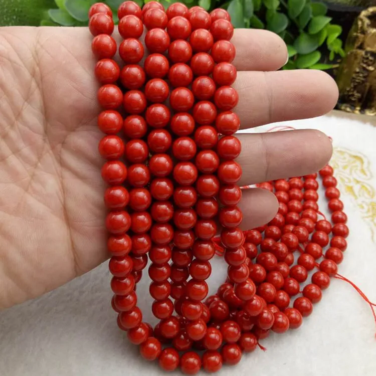 

Exquisite 8 mm red round coral beads loose beads 2022 wholesale dyed coral bamboo beads