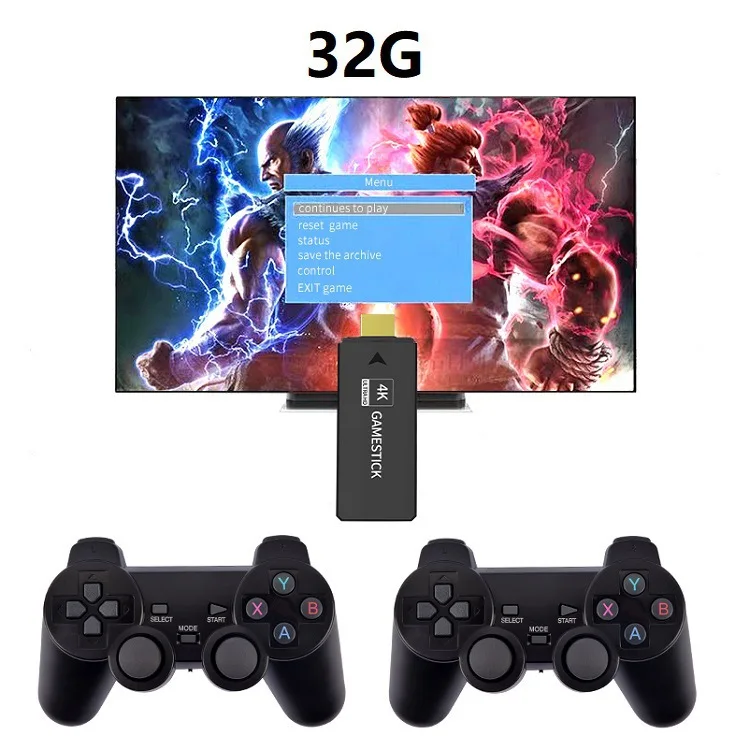 

Family TV 8G Built-in 3500 Games Stick 2.4G Wireless controller gamepad 4K HD A7 Video game Console