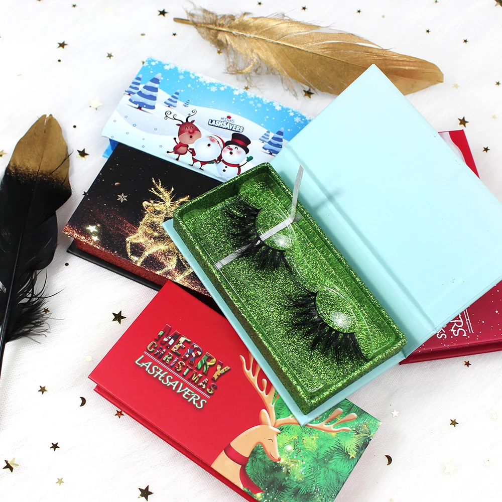 

Christmas lash box awesome mink magnetic eyelashes wholesale false eyelashes, Natural black
