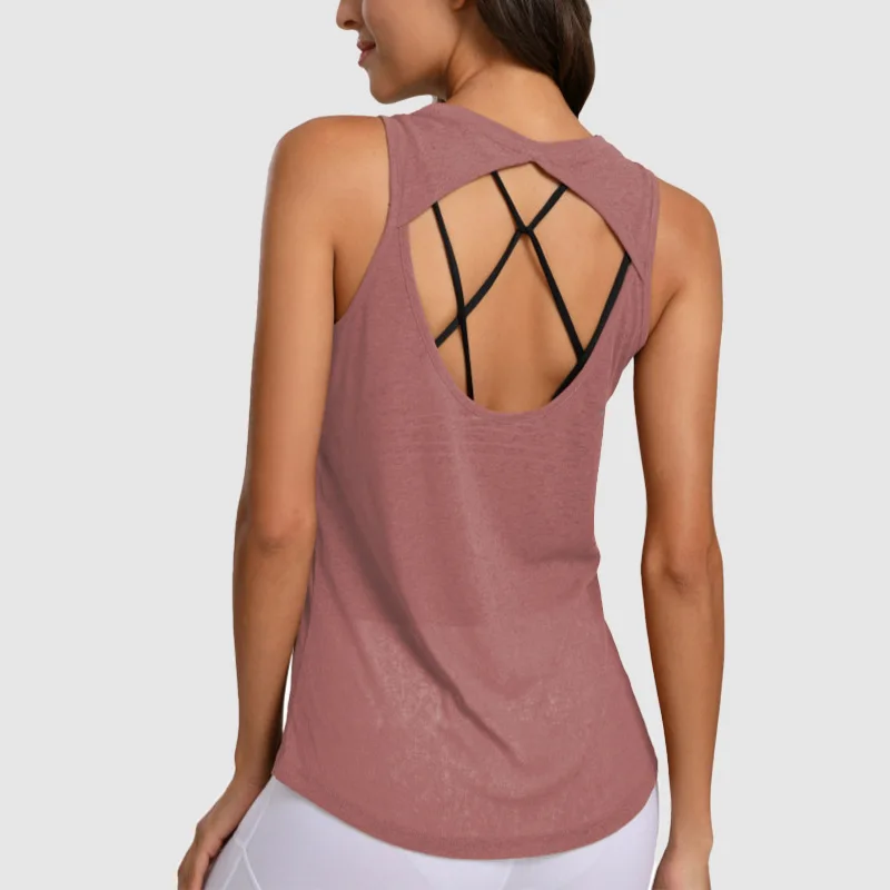 

Women Comfort Strappy Quick Dry Muscle Fitness Yoga Tank Tops, Customized color