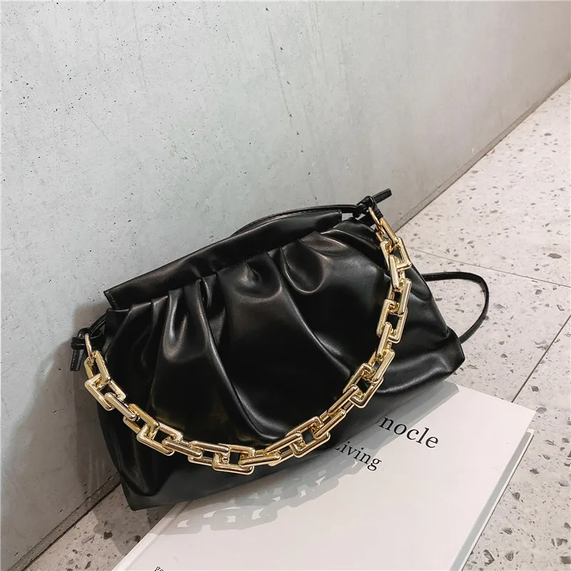

JANHE drop shipping carteras Bolsas female fashion lady cheap women Chain pu leather shoulder bag cloud purse and handbag, 6 colours