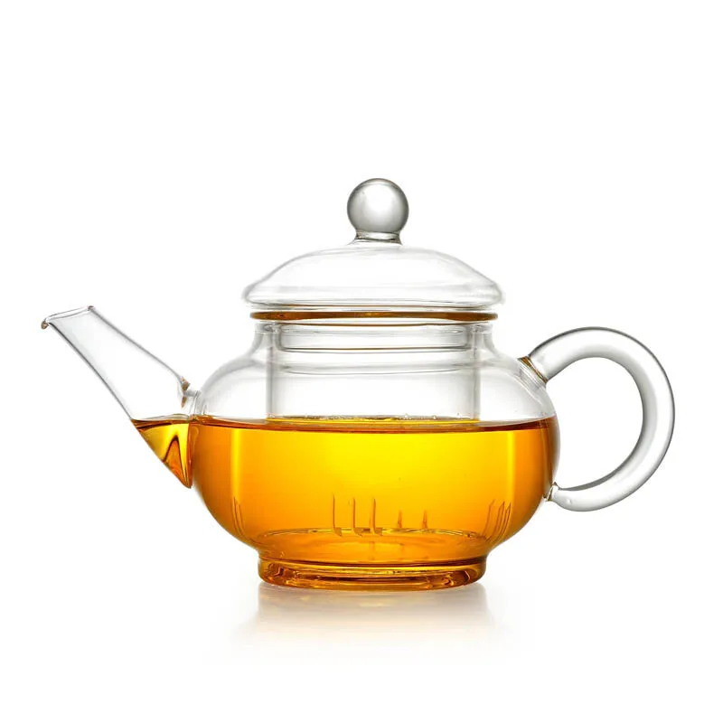 

250ml-300ml small teapot Mini heat resistant pyrex glass teapot with tea strainer, Transparent