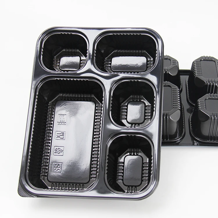 

Compartment Takeaway Food Container Disposable Takeaway Lunch Box, Black white clear