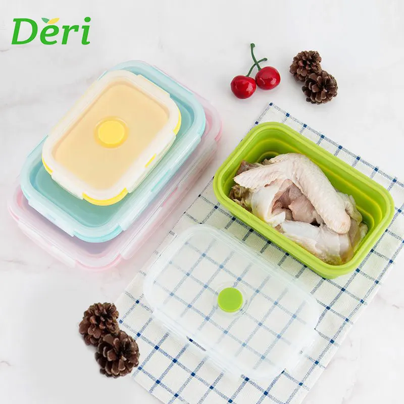 

Customizable 800 ml Travel Reusable Foldable Microwave Food Grade Silicone Container