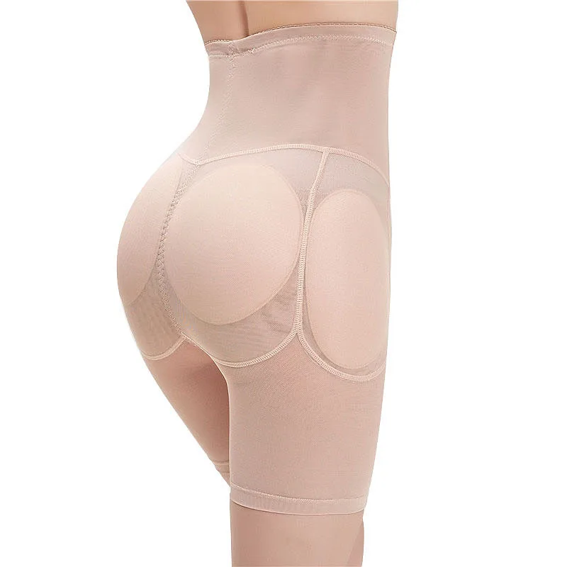 

Women Breathable Mesh High Waist Tummy Control 4 Removable Pads Panty Enhance Butt Lifter Hip Body Shaper