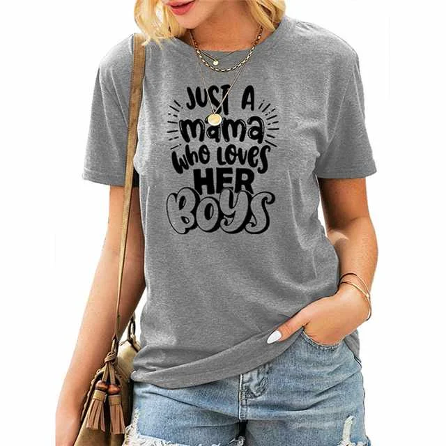 

Fashion Casual Letter Round Neck Pullover Solid Color T-shirt, Picture color