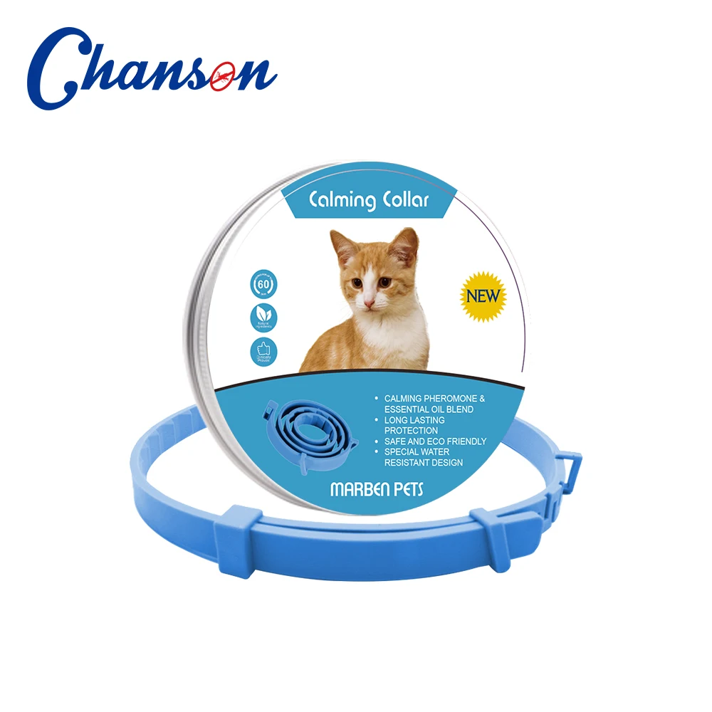 

Blue color plant essential oil pet calming collar for dog and cat