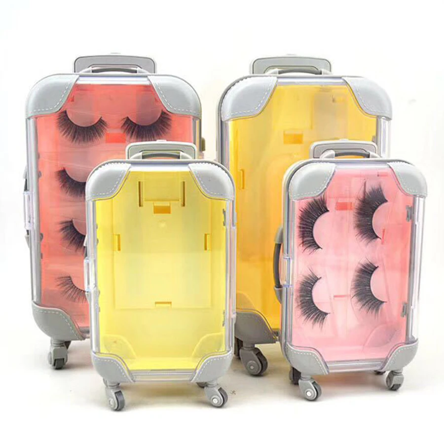 

Mini Trolley Case 2 Pairs of Creative Eyelash Box Private Label ABS Reusable Eyelash Book