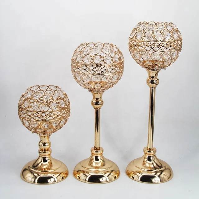

home Decorative pillar tall gold wedding table centerpieces crystal candle holders sunyu1034