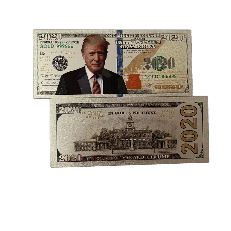 

2020 hot sale USA Trump currency Silver foil dollar bills Trump silver foil banknote