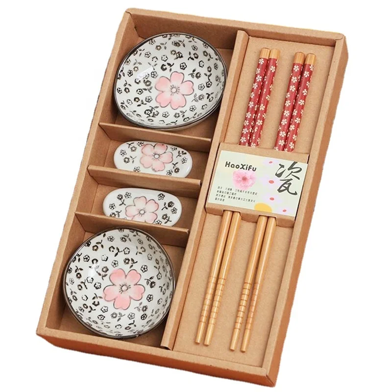 

Japanese Style Tableware Set Chopsticks Ceramic Sushi Dish Sashimi Soysauce Dish in Gift Box, Blue/green/