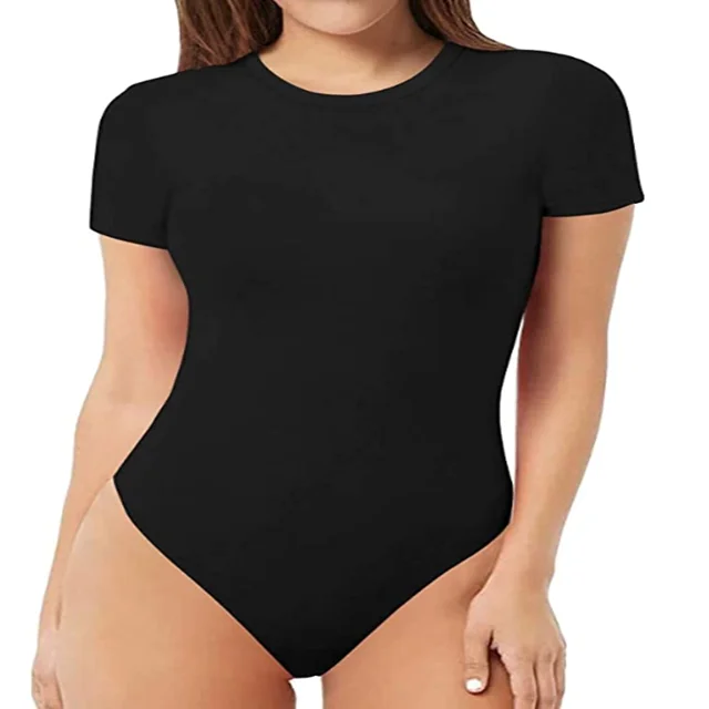 

Womens Round Neck Short Sleeve Basic Bodysuit