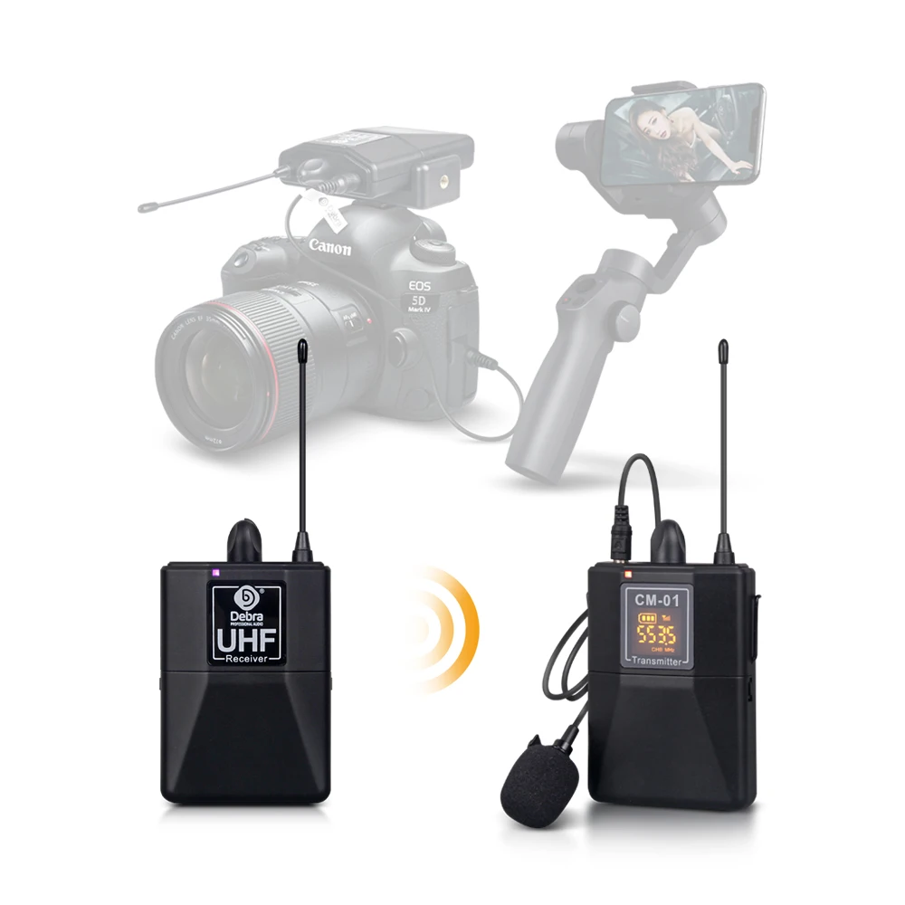 

CM-01Single Channel UHF Wireless Lavalier Microphone With DSLR camera Smartphone recording Interview Live Steam