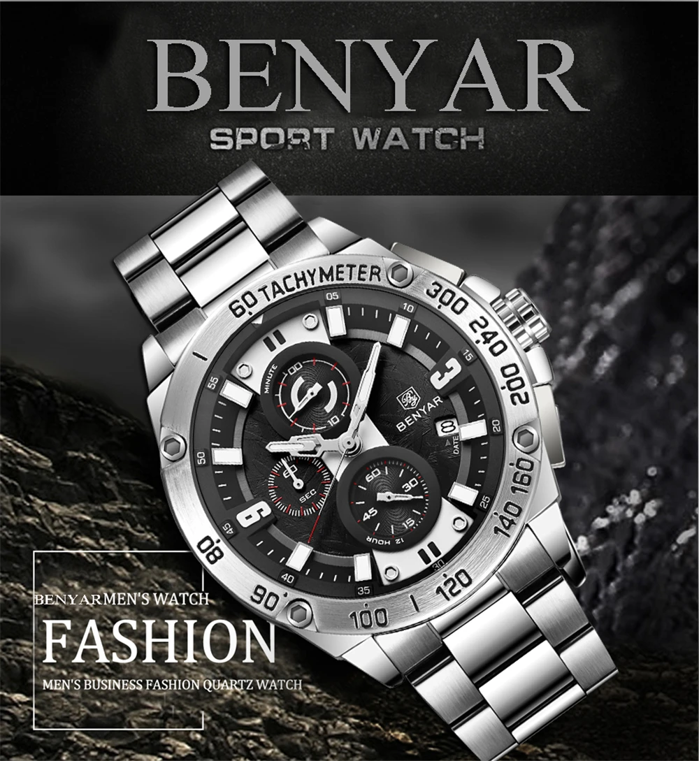 Benyar 5148 Business Watch for Men Chronograph Waterproof
