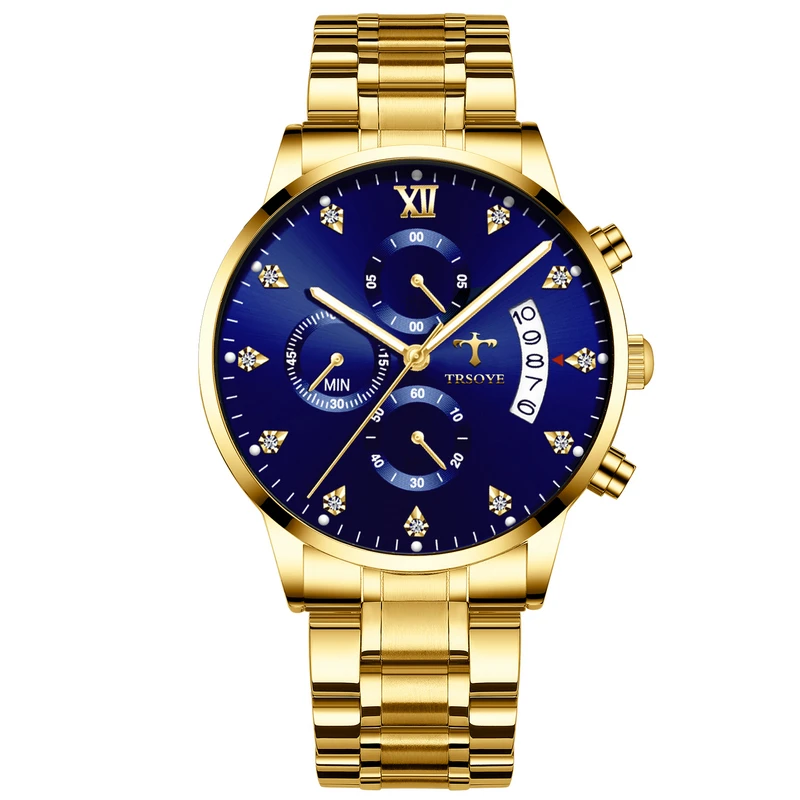 

Most Popular Products Luxury Calendar Men Watches Custom Private Label Men Real Gold Watch Quality Warranty Reloj TRSOYE TRS081, Black