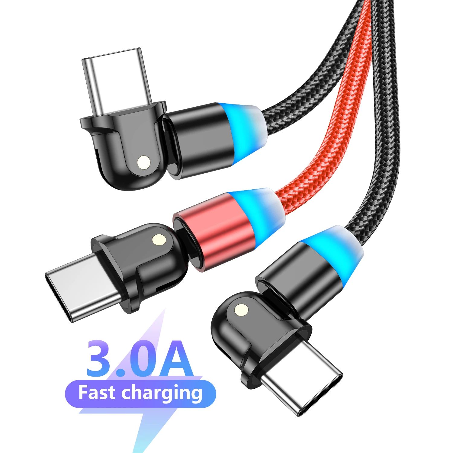 

USLION Factory hot selling oem type c charger data cable mobile phone usb c cable QC3.0 QUICK CHARGE 1 M, Black/red