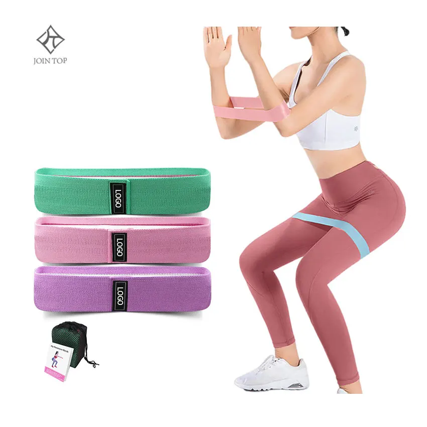 

Jointop Comfortable Strong Exercise Gym Fitness Cotton Loop Mini Elastic Hip Circle Fabric Resistance Bands, Yellow,red,green,blue,black