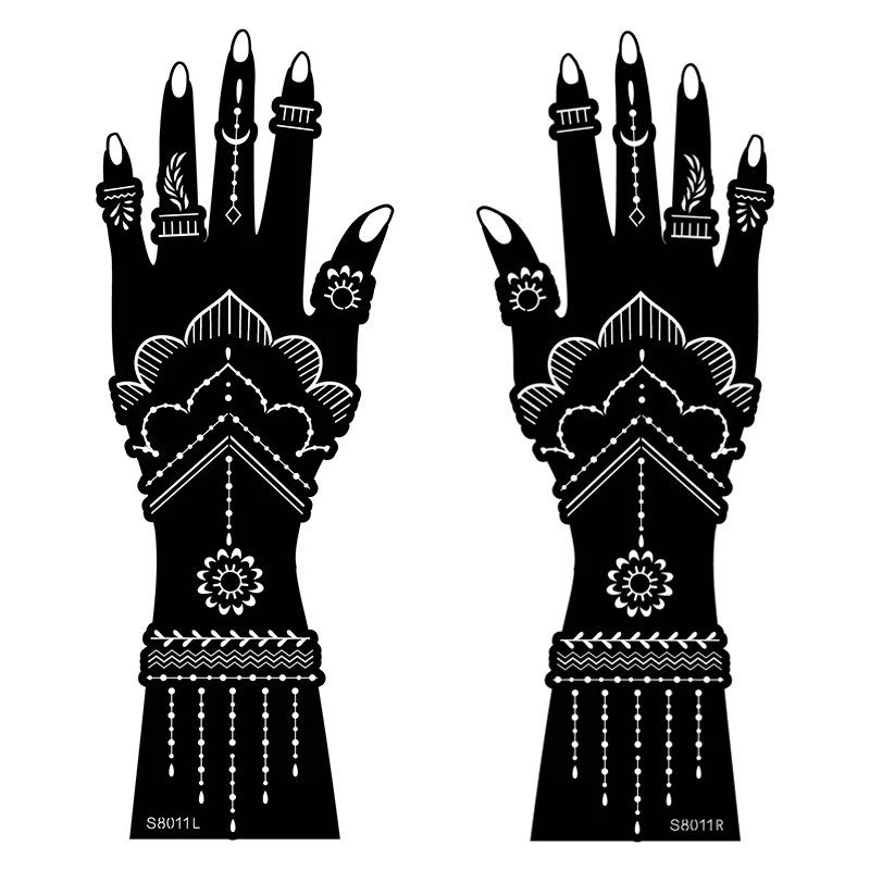 

henna stencil tattoo sticker arm and hand design S8 series GMPC factory, Black