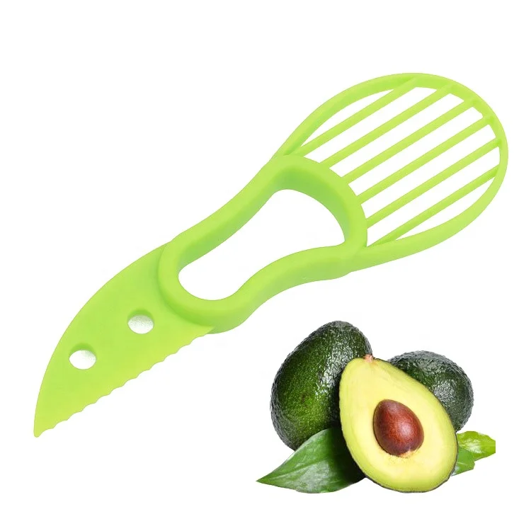 

Kitchen Vegetable Tools 3 In 1 Plastic Knife Avocado Slicer Shea Corer Butter Fruit Peeler Cutter Pulp Separator, Green