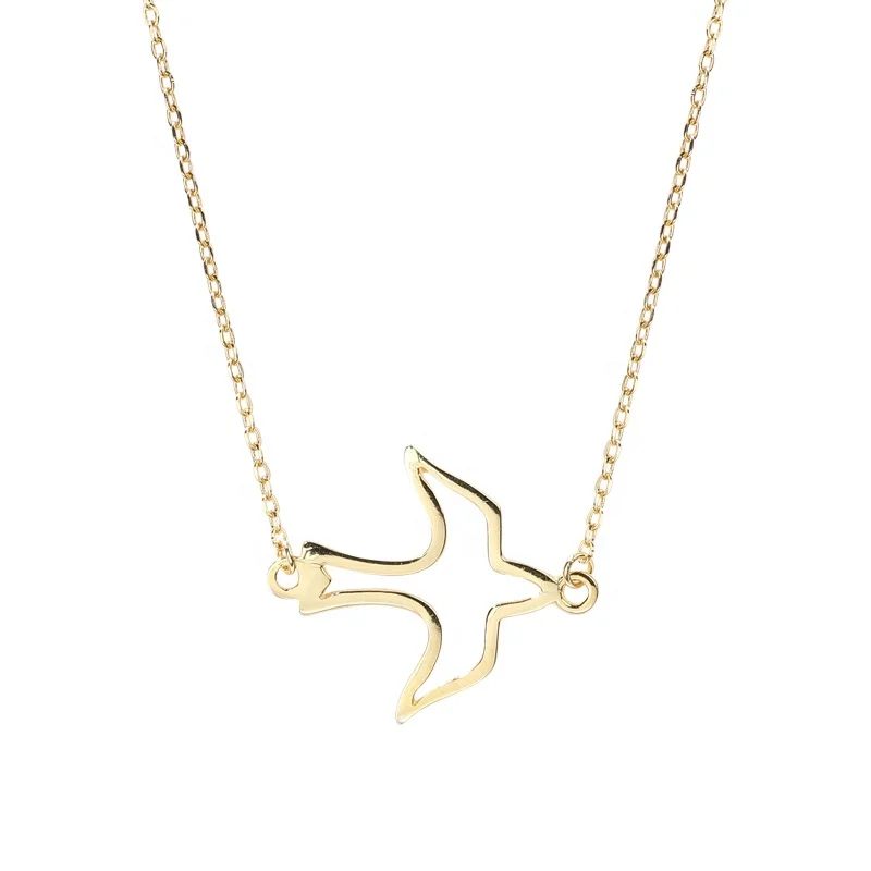 

Sterling Silver Jewelry Delicate Gold Pendant Necklace 925 Sterling Silver Wedding Choker Hollow Bird Necklace