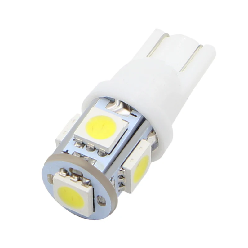 

For Car Lighting 12V 24V 5SMD LED Backup Bulb T10 5050 194 147 W5W Width Reading License Plate Signal Light Super White