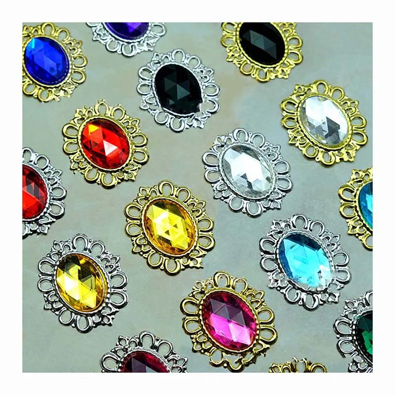 Wholesale Cheap Metal Alloy Bottom Rhinestones Colored Acrylic Diamond Glue-on Sew-on Headwear Crown Costume Crystal Rhinestones