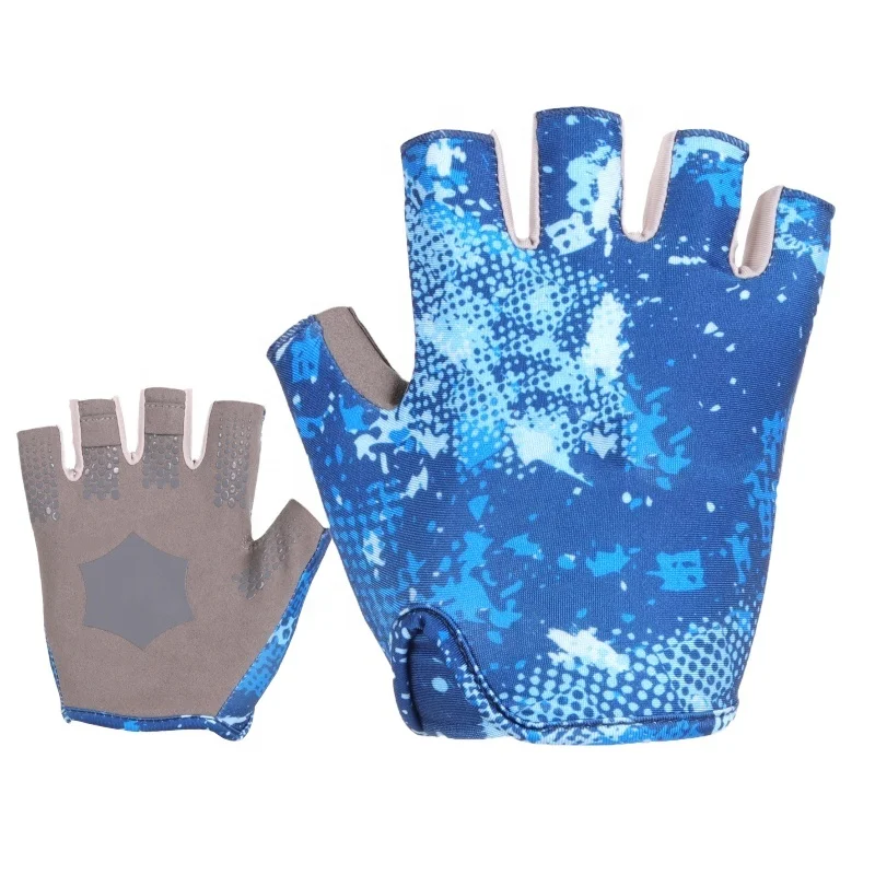 

UPF 50+ OEM Spring Summer Short half Finger Fingerless Sun Fishing Gloves, Custom pattern