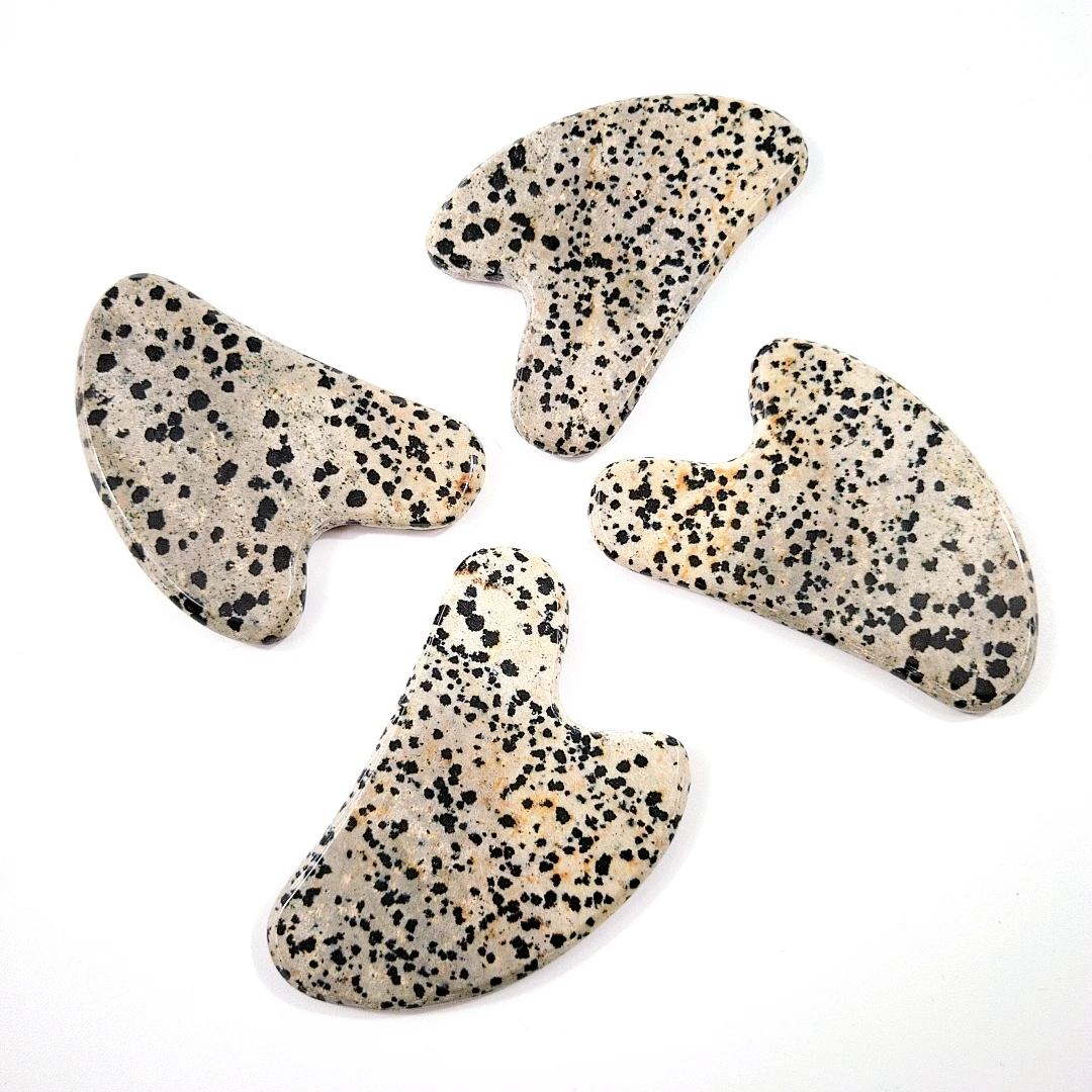 

Newest product facial Massage heart dalmatian Jasper gua sha