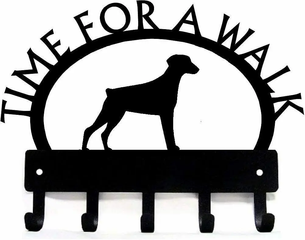 

Yinfa Doberman (Natural Ear) Time For A Walk Key Rack Dog Leash Hanger Metal Wall Art TY2234