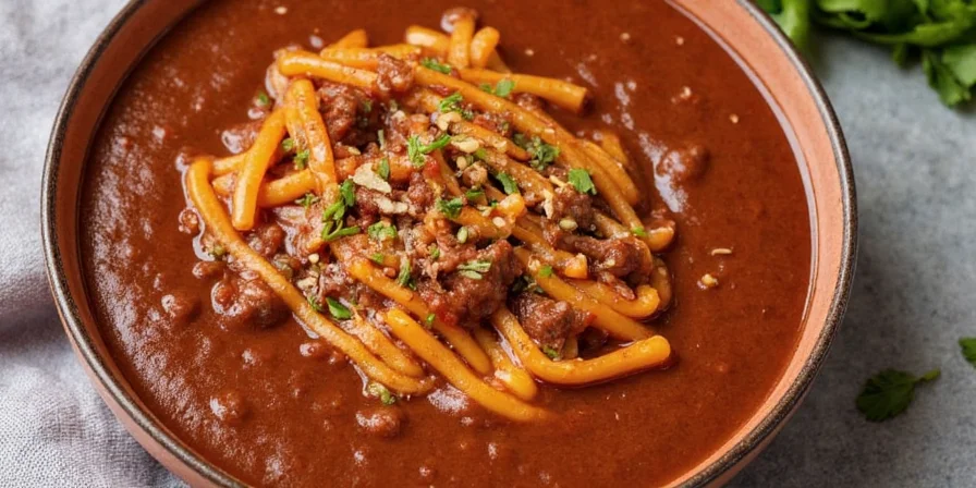 Bowl of traditional red mole sauce