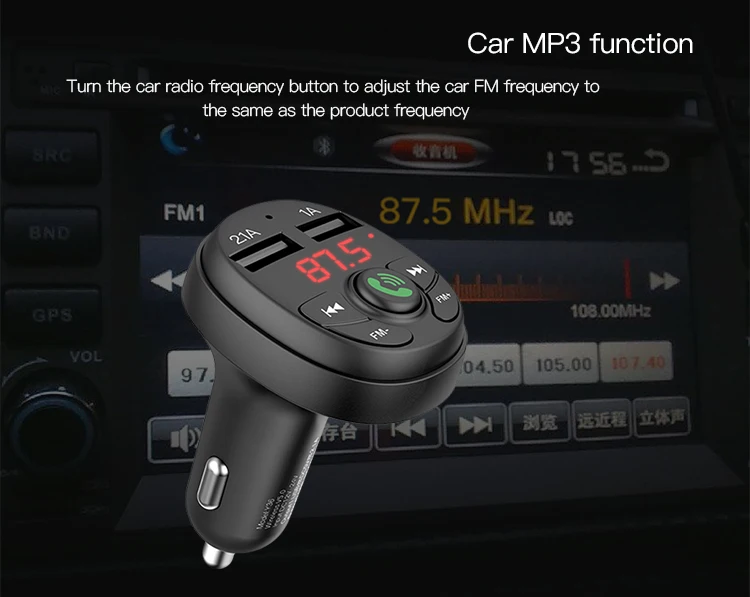 Yesido Mp3 Music Audio Player Handsfree 12V 24V Fm Transmitter Usb Disk Car Charger