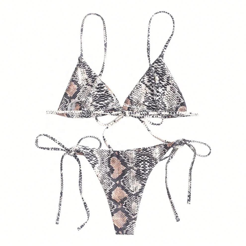 

Snakeskin Sexy String Swimwear Beachwear, Gray
