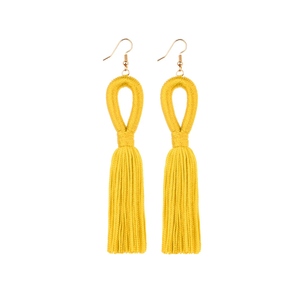 

2020 Trendy Fashion Bright Color Thread Tassel Earring Earring Style for Womens
