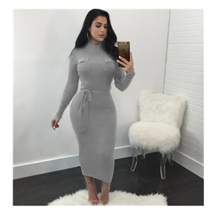 

Autumn Winter Fashion Casual Woman Maxi Sweater Dress, Customized color