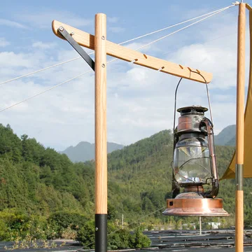 

Portable wooden antique rustic barbecue fishing garden camping picnic lamp lantern holder night light stand, Primary color of wood