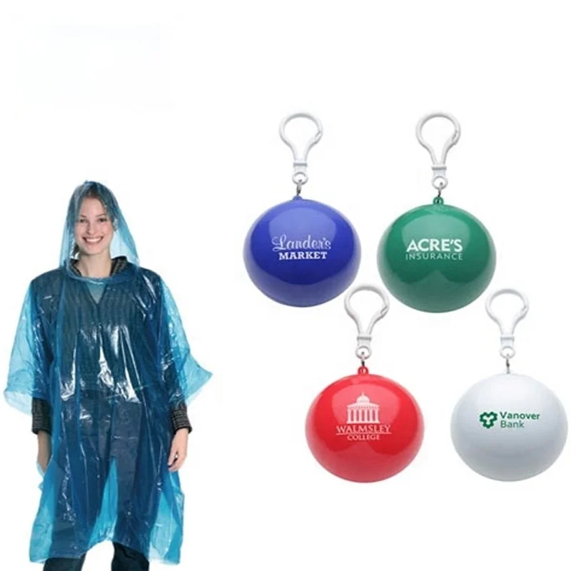 

Custom logo/name Portable gift rain poncho ball disposable raincoat ball, Picture