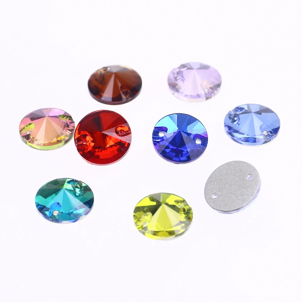 

DZ-3041 Round Shape Sew On Stone Point Back Crystal Stone AB Color Glass Rhinestone For Jewelry Making