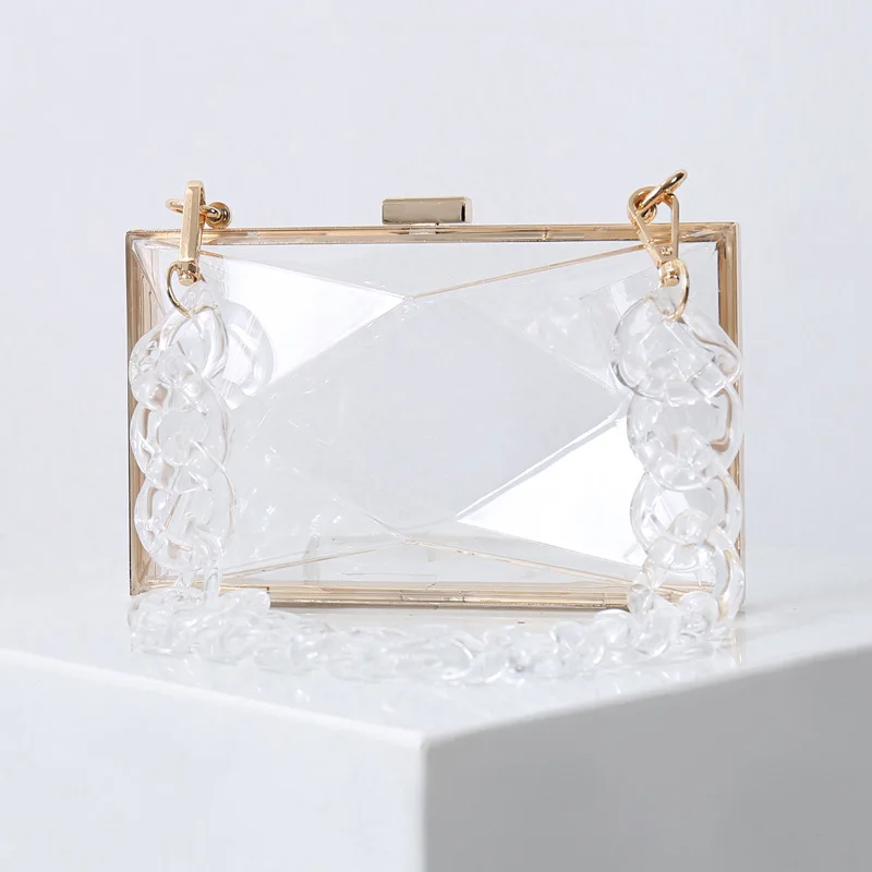 

Hot selling fashion design rhombus transparent party acrylic clutch evening bag, Mix colors