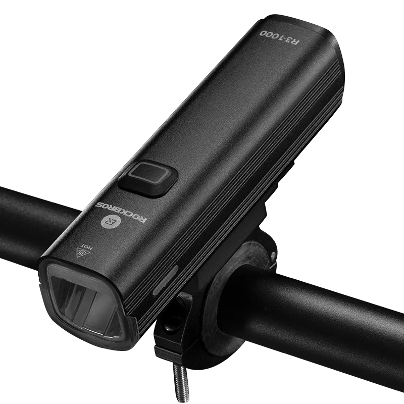 

ROCKBROS Waterproof 1000 Lumen 4800mAh USB Rechargeable Bike Light Led Front Flashlight Bicycle Light, Black/silver
