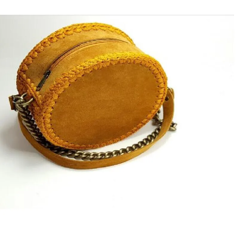 

DIY Handmade Crochet Handbag Pouch Accessories Artificial Leather Shoulder Strap Chain Handle Bag Bottom Replacement, Black/brown/yellow