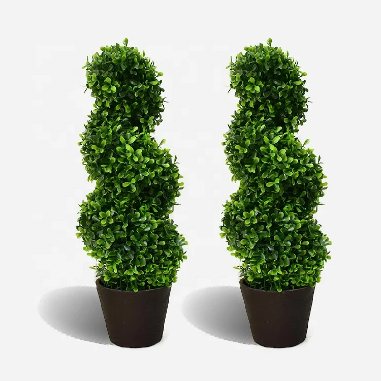 

Artificial Greenery Topiary Trees Realistic UV-Resistant Faux Cone Bay Boxwood Spiral Trees