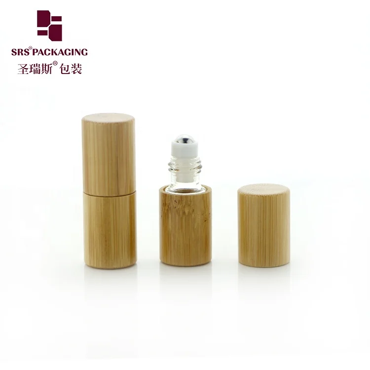 

eco friendly 2ml mini roll on bottles transparent glass essential oil perfume bamboo cosmetic packaging